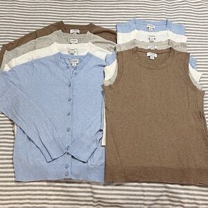 J Crew Sweater Shell Tank/Classic Cotton Cardigan Sweater Matching Set Lot of 8
